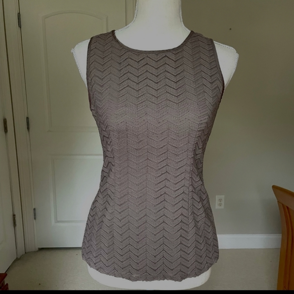Banana Republic Café au lait Zipper-back Sleeveless Shell